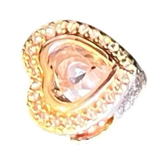 Pandora Path to Love Pink  Crystal & Enamel Heart Charm Rose Gold Plated New - Picture 3 of 4